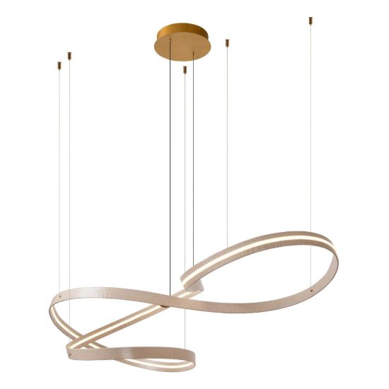 Lampadario a onda per sala da pranzo contemporaneo crema oro led 80w cct 2200k 4000k con telecomando