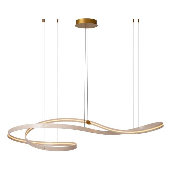 Lampadario a onda per sala da pranzo contemporaneo crema oro led 80w cct 2200k 4000k con telecomando