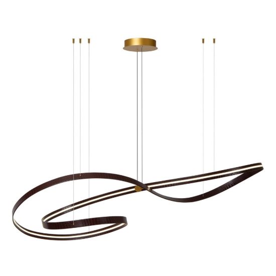 Lampadario a onda per sala da pranzo contemporaneo caffe oro led 80w cct 2200k 4000k con telecomando