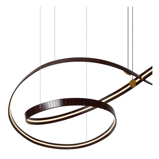 Lampadario a onda per sala da pranzo contemporaneo caffe oro led 80w cct 2200k 4000k con telecomando