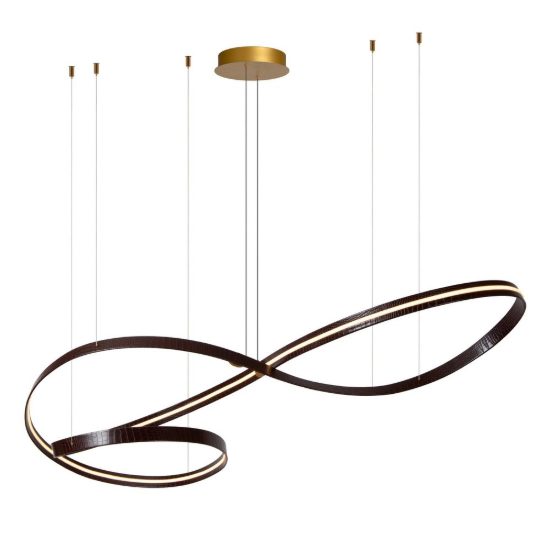 Lampadario a onda per sala da pranzo contemporaneo caffe oro led 80w cct 2200k 4000k con telecomando
