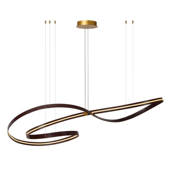 Lampadario a onda per sala da pranzo contemporaneo caffe oro led 80w cct 2200k 4000k con telecomando