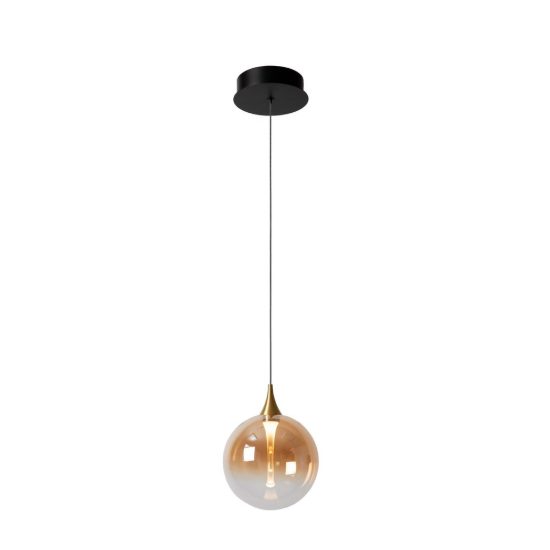 Lampada a sospensione a globo per sala da pranzo contemporanea ambra nero led 5w 2700k