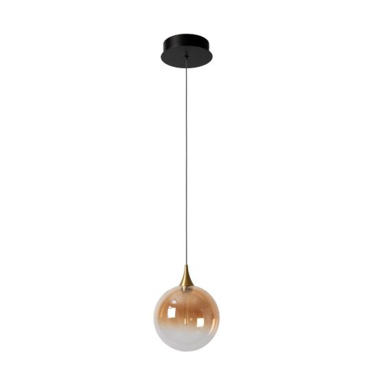 Lampada a sospensione a globo per sala da pranzo contemporanea ambra nero led 5w 2700k