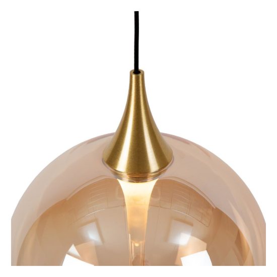 Lampada a sospensione a globo per sala da pranzo contemporanea ambra nero led 5w 2700k