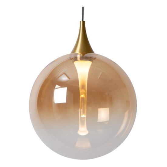 Lampada a sospensione a globo per sala da pranzo contemporanea ambra nero led 5w 2700k