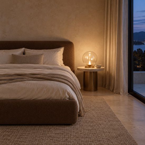 Abat-jour a globo per comodino contemporaneo ambra nero led 5w 2700k dimmerabile
