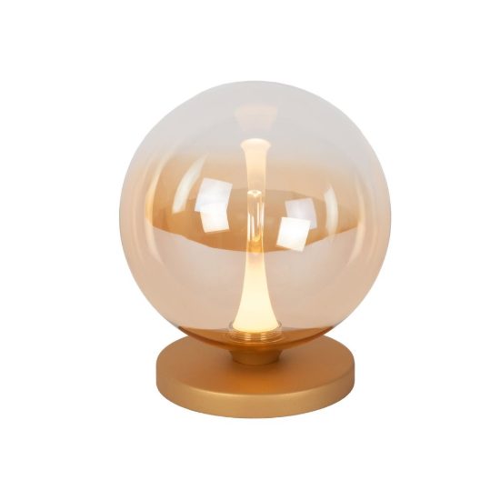 Abat-jour a globo per comodino contemporaneo ambra nero led 5w 2700k dimmerabile