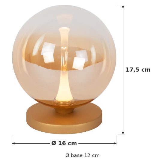 Abat-jour a globo per comodino contemporaneo ambra nero led 5w 2700k dimmerabile