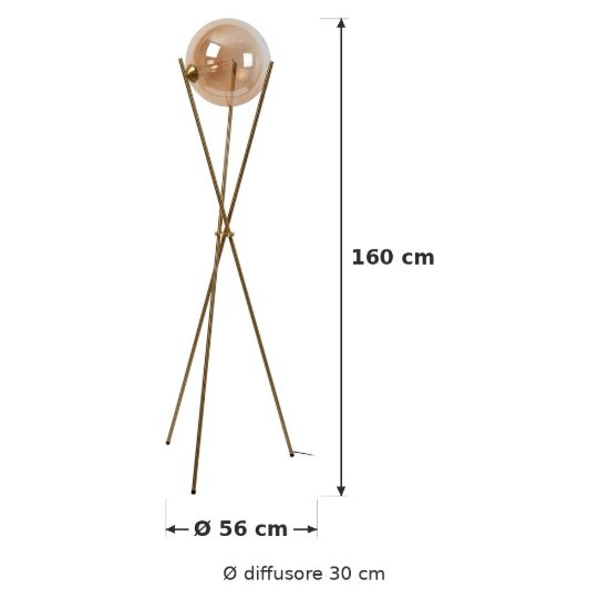 Piantana a globo per soggiorno contemporanea ambra oro led 12,2w 2700k