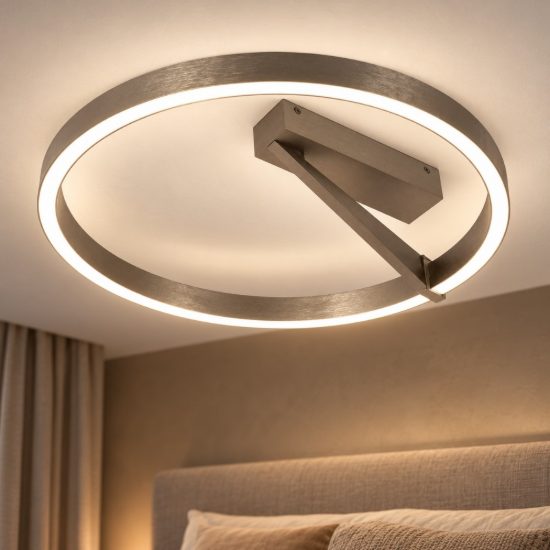 Plafoniera ad anello grigio ferro led 26w cct 2200k 4000k con telecomando