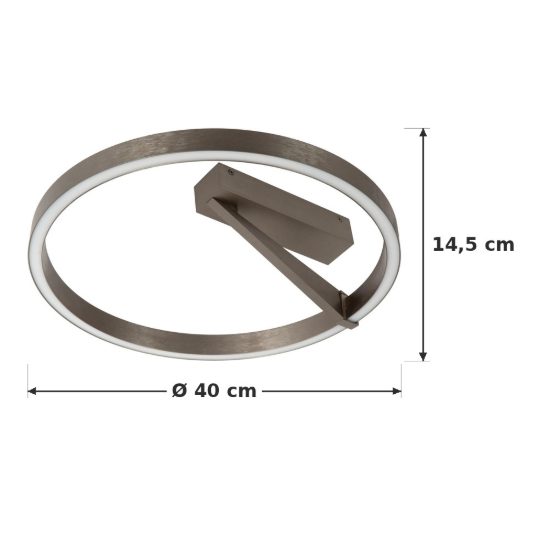 Plafoniera ad anello grigio ferro led 26w cct 2200k 4000k con telecomando
