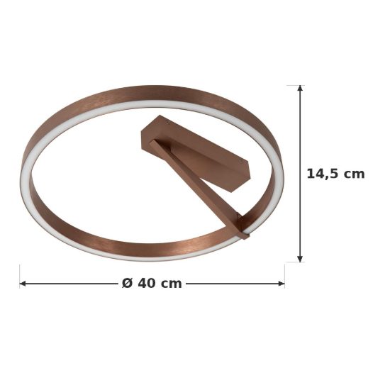 Plafoniera ad anello caffe led 26w cct 2200k 4000k con telecomando