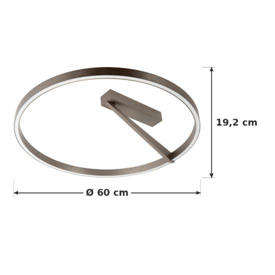 Plafoniera ad anello per camera da letto grigio ferro led 40w cct 2200k 4000k con telecomando