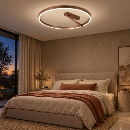 Plafoniera ad anello per camera da letto caffe led 40w cct 2200k 4000k con telecomando