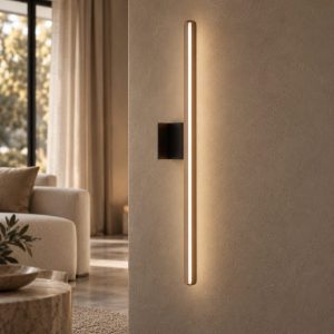 Applique lineare per soggiorno contemporanea caffe nero led 10w 2700k ip54