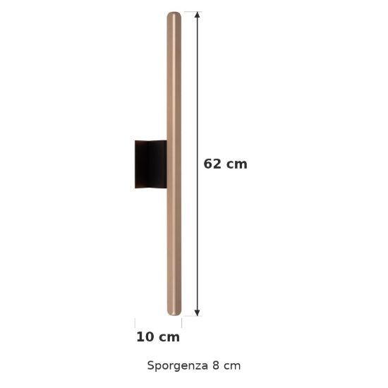 Applique lineare per soggiorno contemporanea caffe nero led 10w 2700k ip54