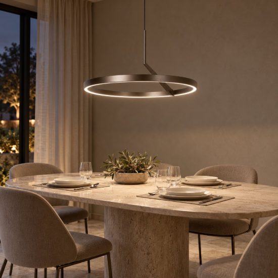 Lampadario ad anello per sala da pranzo moderno grigio ferro led 32w cct 2700k 3300k 4000k
