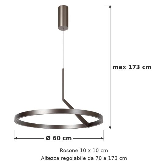 Lampadario ad anello per sala da pranzo moderno grigio ferro led 32w cct 2700k 3300k 4000k