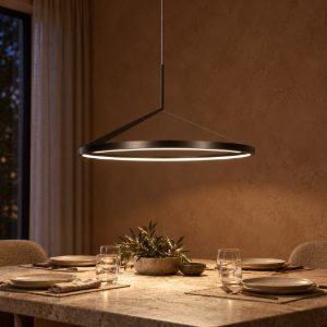 Lampadario ad anello per sala da pranzo moderno grigio ferro led 50w cct 2700k 3300k 4000k