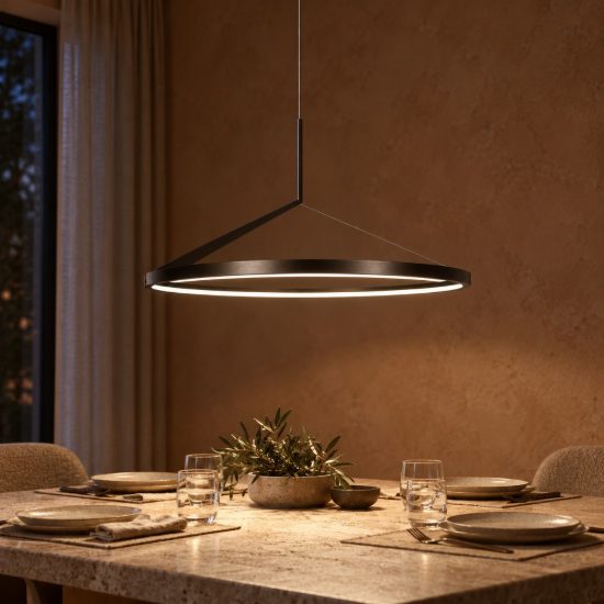 Lampadario ad anello per sala da pranzo moderno grigio ferro led 50w cct 2700k 3300k 4000k
