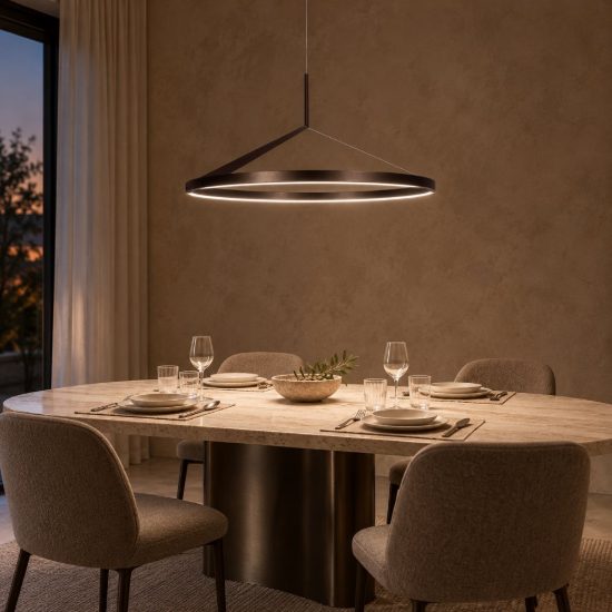 Lampadario ad anello per sala da pranzo moderno grigio ferro led 50w cct 2700k 3300k 4000k