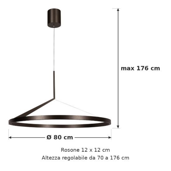 Lampadario ad anello per sala da pranzo moderno grigio ferro led 50w cct 2700k 3300k 4000k