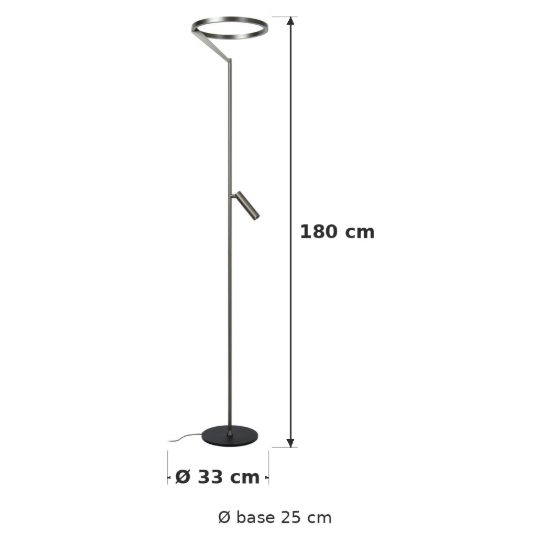 Piantana ad anello per soggiorno moderna grigio ferro led 33w cct 2700k 3300k 4000k touch dimmer