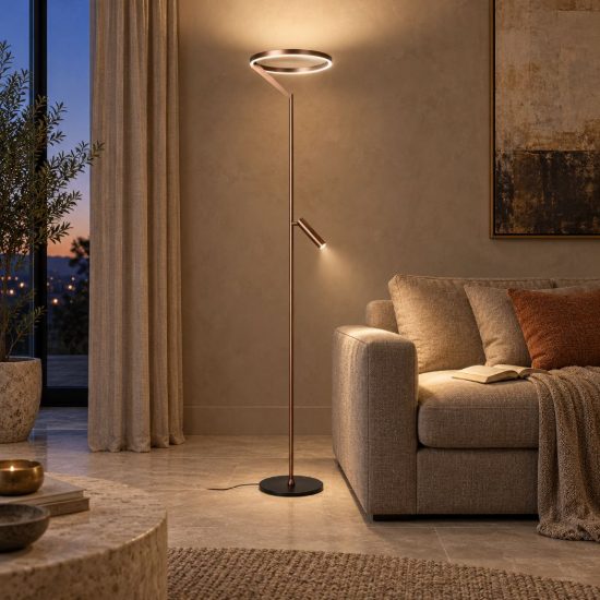 Lampada da terra ad anello per soggiorno moderna caffe led 33w cct 2700k 3300k 4000k touch dimmer