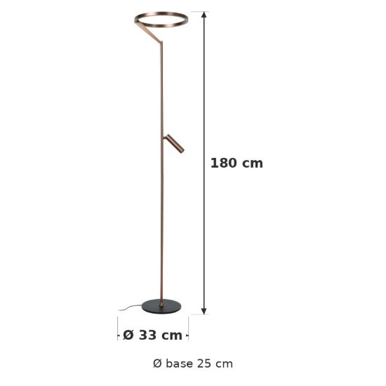 Lampada da terra ad anello per soggiorno moderna caffe led 33w cct 2700k 3300k 4000k touch dimmer
