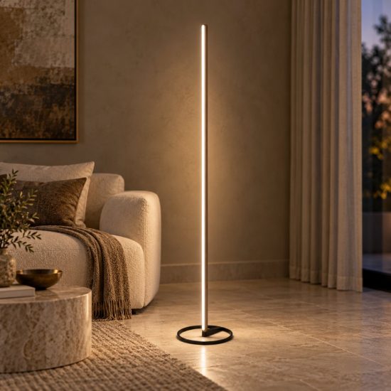 Piantana lineare per soggiorno contemporanea caffe led 22w cct 2700k 4000k touch dimmer