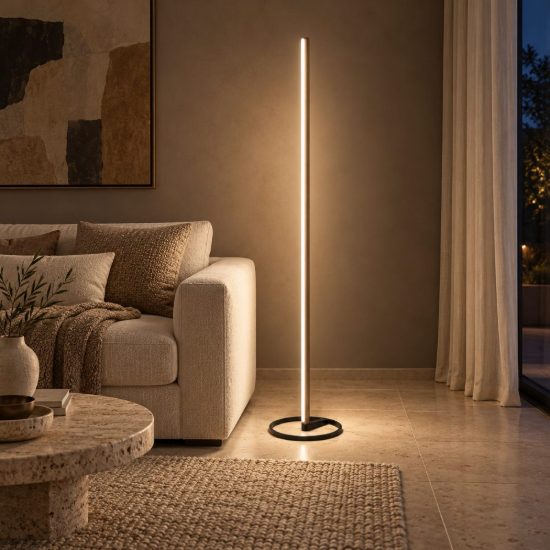 Piantana lineare per soggiorno contemporanea caffe led 22w cct 2700k 4000k touch dimmer