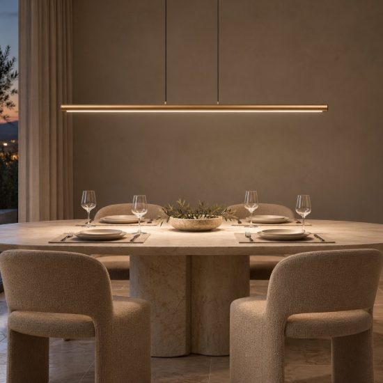 Lampadario a barra lineare per sala da pranzo bronzo led 33w cct 2700k 4000k touch dimmer
