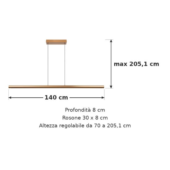 Lampadario a barra lineare per sala da pranzo bronzo led 33w cct 2700k 4000k touch dimmer