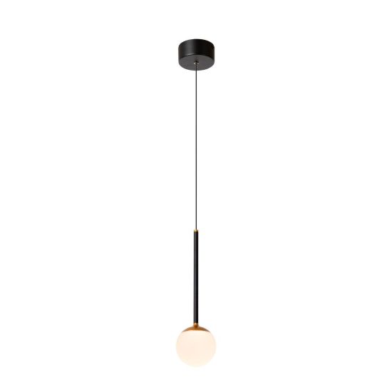 Lampada a sospensione a sfera per soggiorno moderna nero opalino led 7w cct 2200k 2700k 3300k