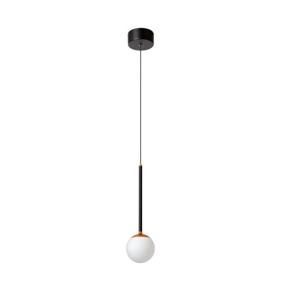 Lampada a sospensione a sfera per soggiorno moderna nero opalino led 7w cct 2200k 2700k 3300k