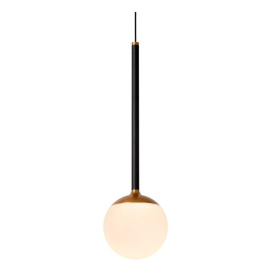 Lampada a sospensione a sfera per soggiorno moderna nero opalino led 7w cct 2200k 2700k 3300k
