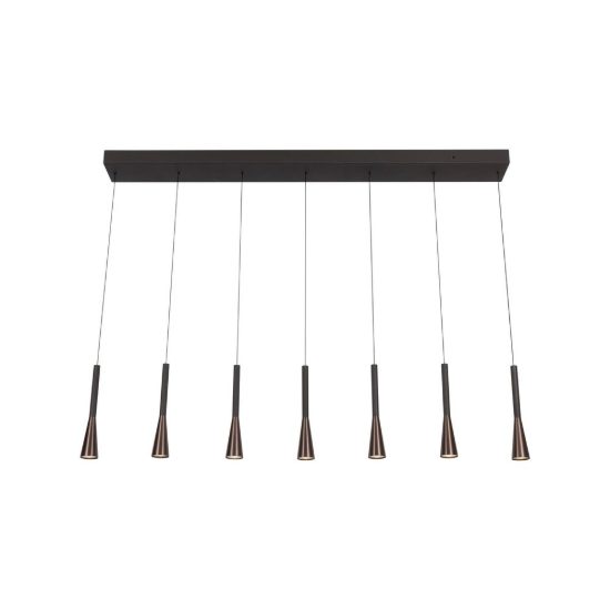 Lampadario con 7 pendenti lineare per sala da pranzo caffe nero led 43,4w cct 2700k 3300k 4000k