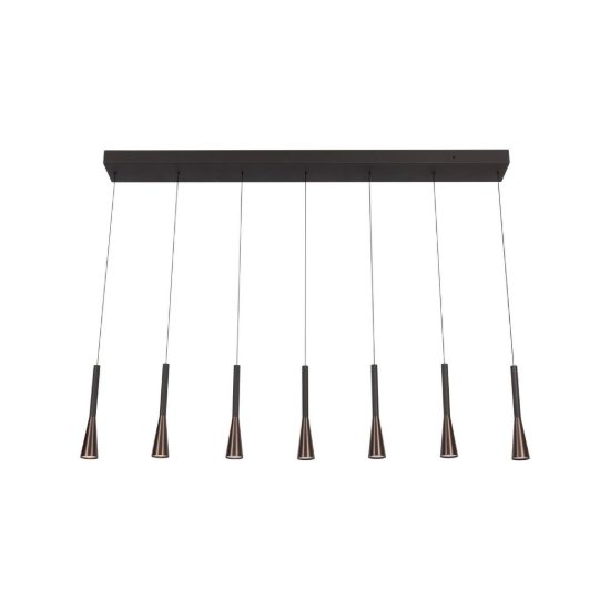 Lampadario con 7 pendenti lineare per sala da pranzo caffe nero led 43,4w cct 2700k 3300k 4000k