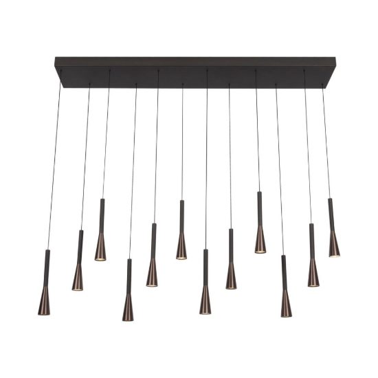 Lampadario con 12 pendenti a cascata per sala da pranzo caffe nero led 84w cct 2700k 3300k 4000k