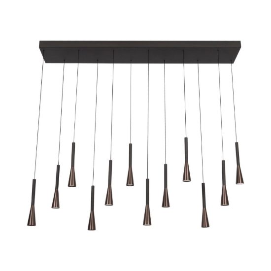 Lampadario con 12 pendenti a cascata per sala da pranzo caffe nero led 84w cct 2700k 3300k 4000k