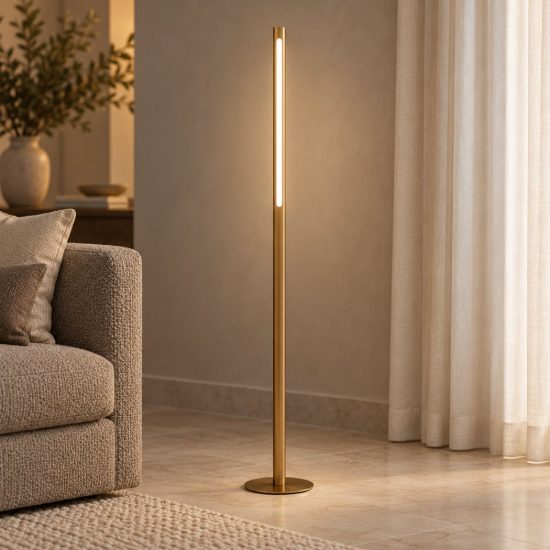 Piantana lineare per soggiorno contemporanea bronzo led 18w cct 2700k 3300k 4000k touch dimmer