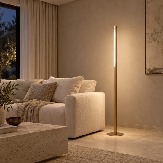 Piantana lineare per soggiorno contemporanea bronzo led 18w cct 2700k 3300k 4000k touch dimmer