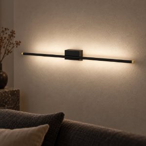 Applique lineare per soggiorno contemporanea nero oro led 13w cct 2700k 3300k 4000k