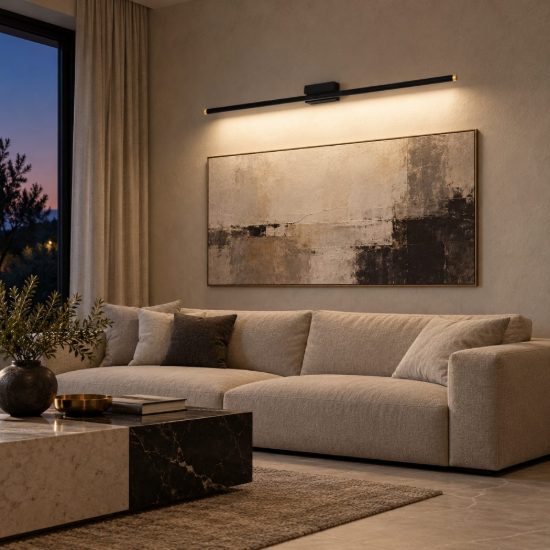 Applique lineare per soggiorno contemporanea nero oro led 13w cct 2700k 3300k 4000k