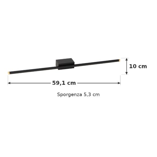 Applique lineare per soggiorno contemporanea nero oro led 13w cct 2700k 3300k 4000k