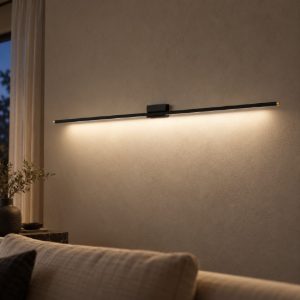 Applique lineare per soggiorno contemporanea nero oro led 18w cct 2700k 3300k 4000k