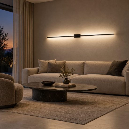 Applique lineare per soggiorno contemporanea nero oro led 18w cct 2700k 3300k 4000k