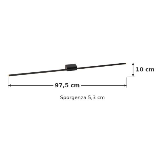 Applique lineare per soggiorno contemporanea nero oro led 18w cct 2700k 3300k 4000k