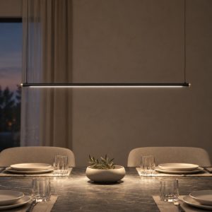 Lampadario a barra lineare per sala da pranzo contemporaneo nero oro led 22w cct 2700k 3300k 4000k